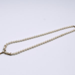Classic 60's pearls diamonds 14k floral bib, elegant yellow gold & gemstones 17 Y necklace image 10