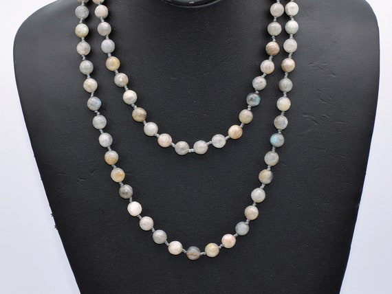 Long 80's labradorite bead boho necklace, double … - image 8