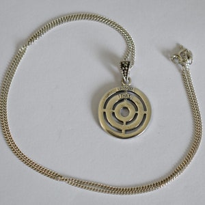 80's sterling pyrite circles of eternity pendant, SA THAI 925 silver marcasite mystic spiral necklace image 6