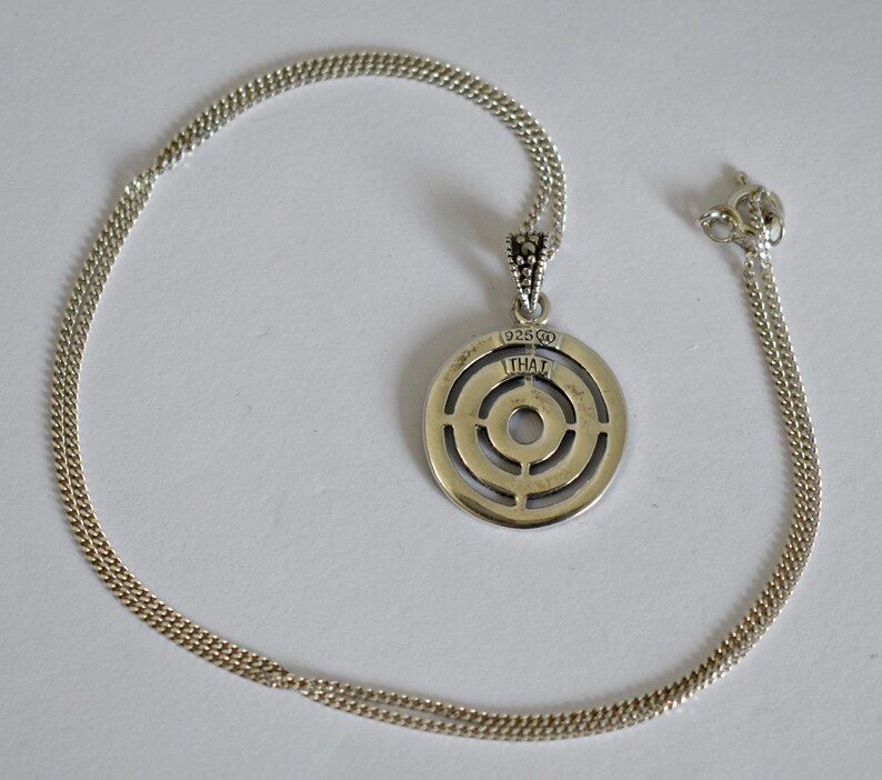 80's sterling pyrite circles of eternity pendant, SA THAI 925 silver marcasite mystic spiral necklace image 6