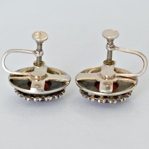 30s Art Deco sterling vermeil rhinestone screw backs, Gatsby 925 silver crystal bling earrings image 4