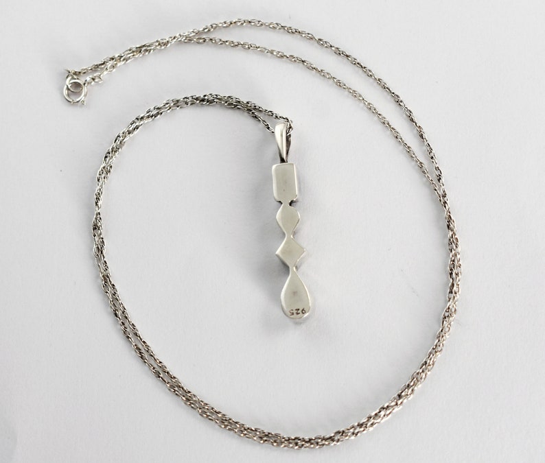 80's amethyst citrine peridot garnet sterling geometric pendant, 925 silver rectangle circle diamond teardrop gems necklace image 2