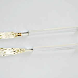70's Dellapina sterling acrylic phoenix cheese knives, mod Peru 925 silver & clear lucite serving utensils image 10