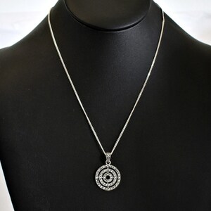 80's sterling pyrite circles of eternity pendant, SA THAI 925 silver marcasite mystic spiral necklace image 7