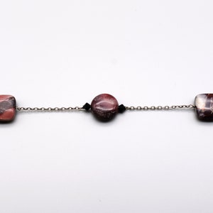 Mod 70's sterling rhodonite black crystal choker, edgy 925 silver bicones square & round discs necklace image 5