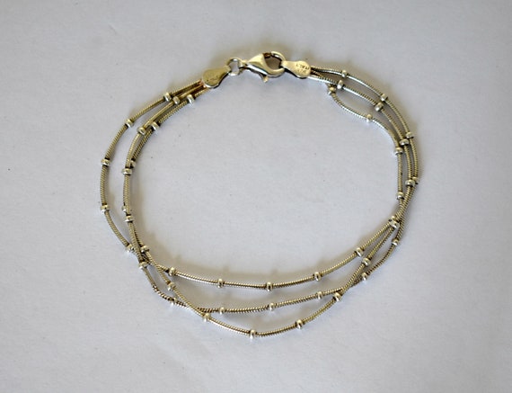 Minimalist 80's Italy beaded sterling snake chain… - image 4