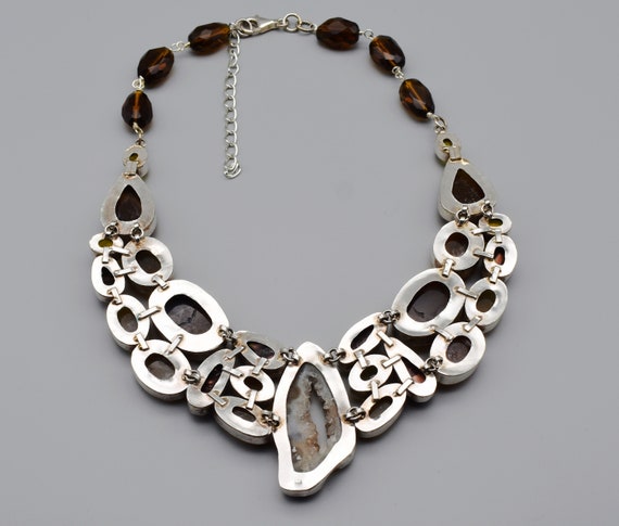 Vintage statement necklace, 925 sterling silver d… - image 4