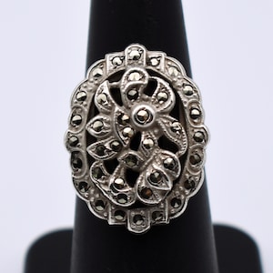 刻印 女神 ターコイズ リング アール・ヌーヴォー vintage 70s 女 Oval Marcasite Ring - Etsy