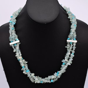 Vintage Jay King DTR apatite 925 silver turquoise necklace, Desert Rose Trading 3 strand sterling torsade