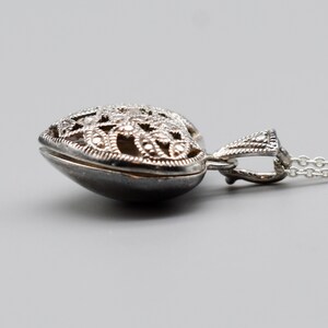 90's CW 925 silver diamond heart locket, open work sterling designer bling sweetheart necklace image 4