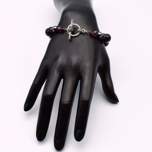 70's brown tigers eye red tiger iron hematite & crystal beads 925 sterling silver toggle clasp bracelet image 10