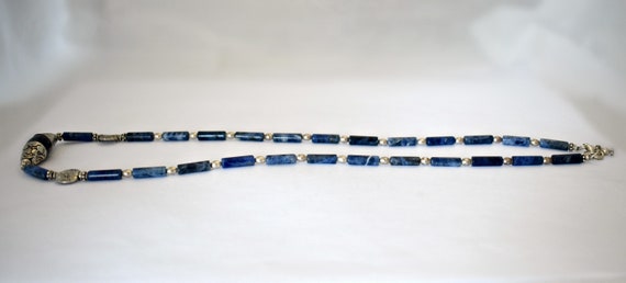 70's sterling sodalite mystic tribal necklace, bl… - image 4