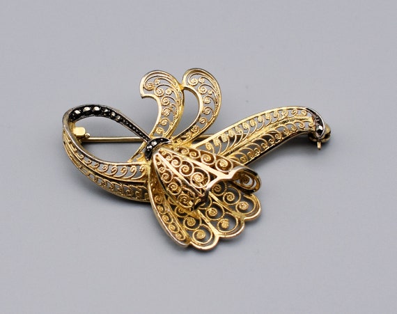 50's Alice Caviness 925 silver vermeil marcasite … - image 4