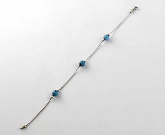 80's FAS sterling snake chain turquoise minimalis… - image 9