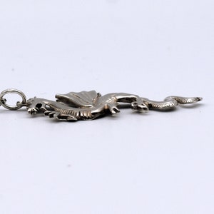 80's sterling winged dragon pendant, edgy 925 silver coatl box chain rocker necklace image 3
