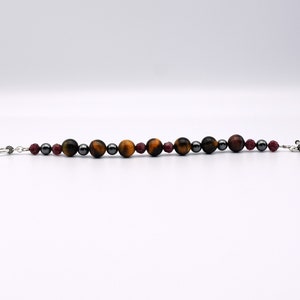 70's brown tigers eye red tiger iron hematite & crystal beads 925 sterling silver toggle clasp bracelet image 8
