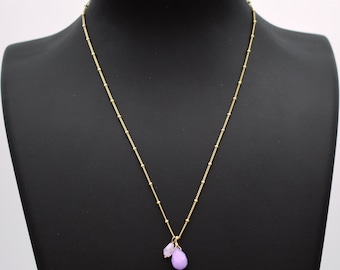80s sterling vermeil amethyst opalite Y necklace, vintage 925 silver minimalist station curb chain