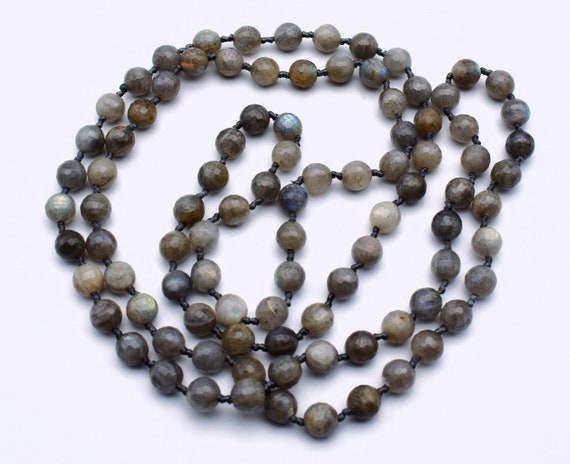 Long 80's labradorite bead boho necklace, double … - image 5