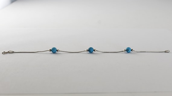 80's FAS sterling snake chain turquoise minimalis… - image 6