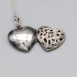 90's CW 925 silver diamond heart locket, open work sterling designer bling sweetheart necklace image 10