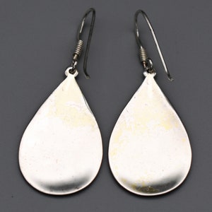80's hammered sterling hippie teardrop dangles, textured 925 silver psychedelic boho earrings image 2