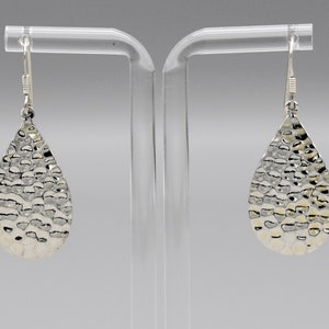 80's hammered sterling hippie teardrop dangles, textured 925 silver psychedelic boho earrings image 6
