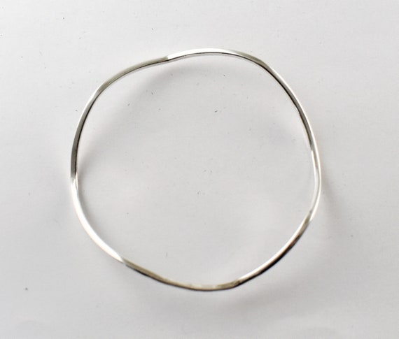 Unusual 70's wavy sterling edgy hippie bangle, th… - image 6