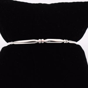 80's Taxco sterling Modernist crimped bars bangle, Mexico TA-25 925 silver stacking bracelet image 10
