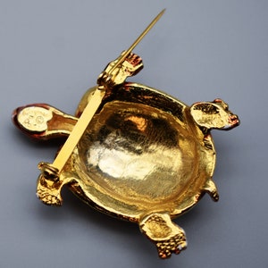 60's Original by Robert turtle brooch, OOAK Robert Original ceramic enamel gold plate tortoise pin image 3