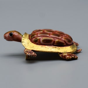 60's Original by Robert turtle brooch, OOAK Robert Original ceramic enamel gold plate tortoise pin image 2