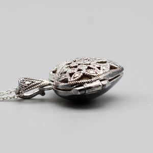 90's CW 925 silver diamond heart locket, open work sterling designer bling sweetheart necklace image 8