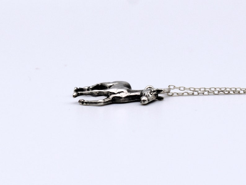 70's sterling prancing horse foal pendant, charming little 925 silver colt filly rolo chain necklace image 5