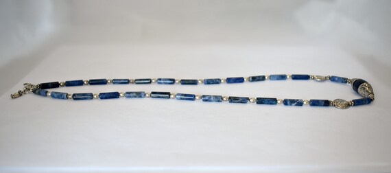 70's sterling sodalite mystic tribal necklace, bl… - image 8