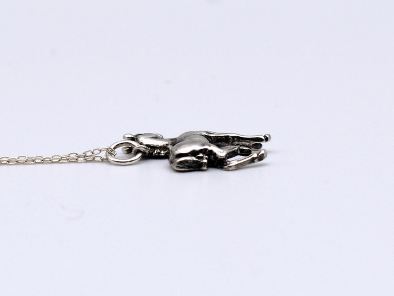 70's sterling prancing horse foal pendant, charming little 925 silver colt filly rolo chain necklace image 3