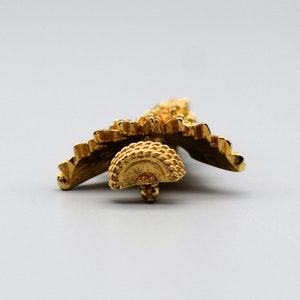 80's Monet gold tone rhinestones Xmas tree brooch, festive dimensional abstract Christmas holiday pin image 7