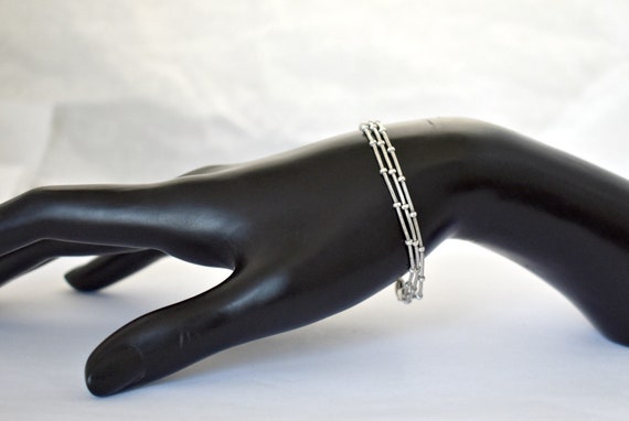 Minimalist 80's Italy beaded sterling snake chain… - image 3