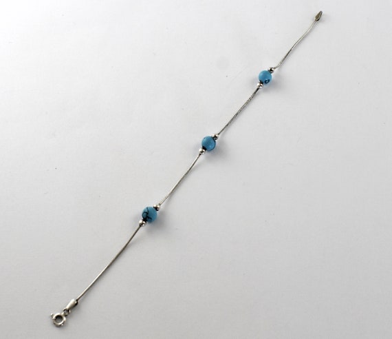 80's FAS sterling snake chain turquoise minimalis… - image 4