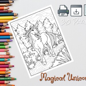 Magical Unicorns Adult Printable Coloring Pages