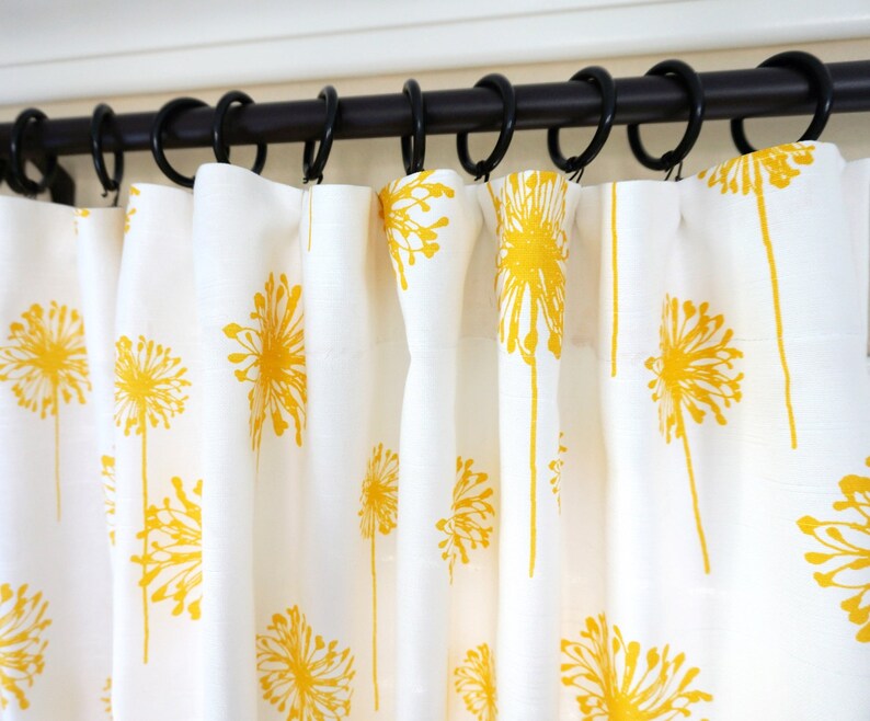 Yellow Grey White Designer Window Treatments Drapery Curtains Etsy