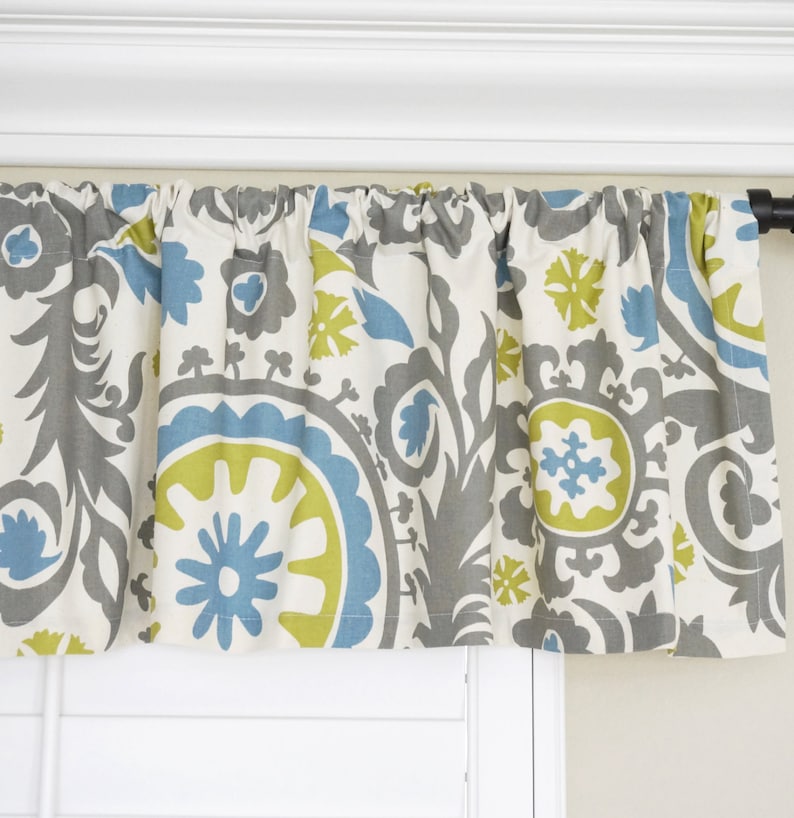Yellow Green Valance Blue Valance Grey Natural Kitchen Valance Etsy