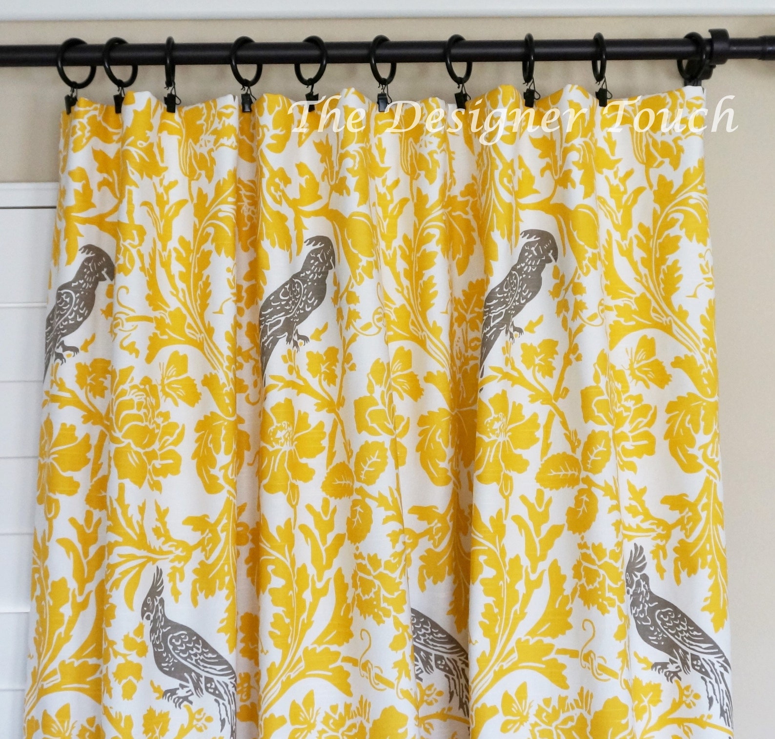 Yellow Grey Window Curtain.yellow Curtain Panels.grey Etsy