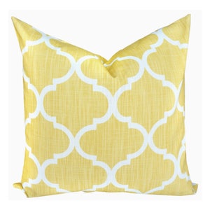 Yellow Decorative Pillow Cover.Moroccan Toss Pillow.Yellow Euro Sham Lumbar.Trellis Throw Pillow.Butter Yellow Accent Pillow