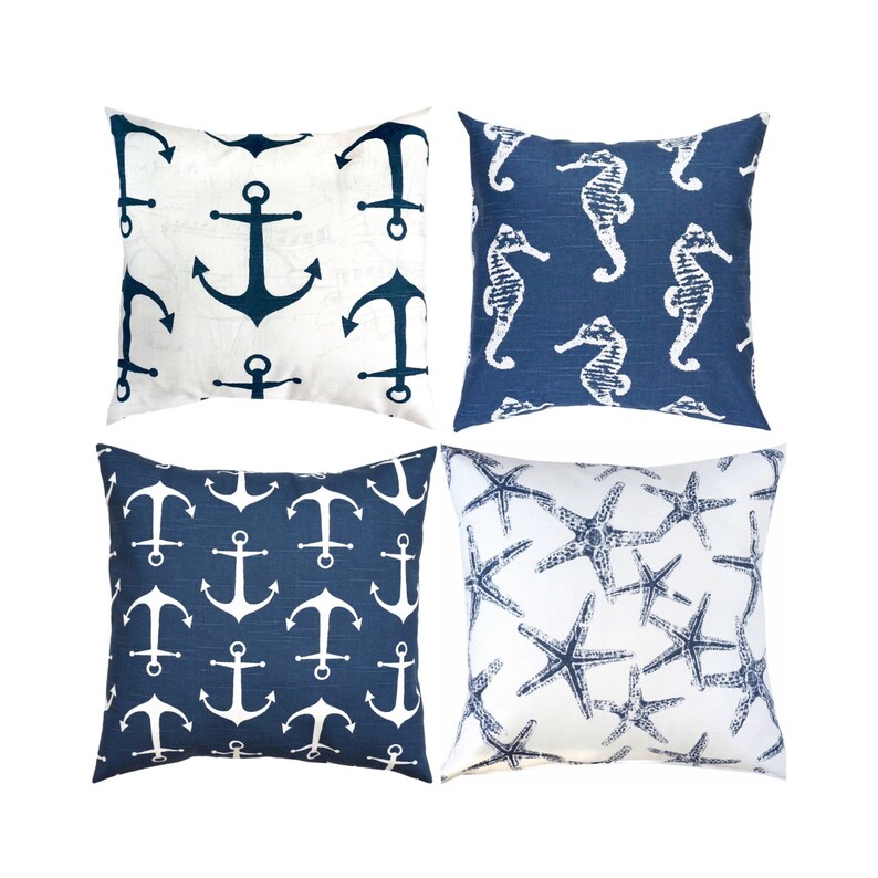 Navy Blue Toss Pillow Cover.nautical Decorative Etsy