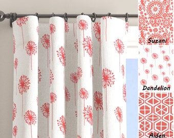 Coral Pink Curtains. Geometric Curtain. Coral Dandelion Curtains. Nursery Curtains. Kids Room Curtains. Play Room Curtain. Blackout Option