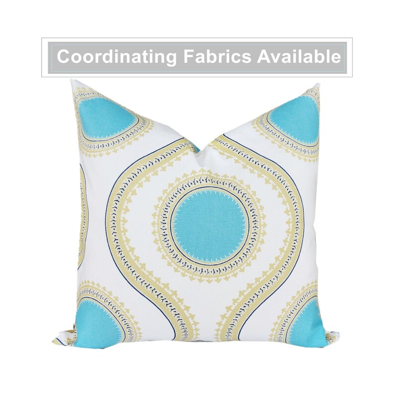 Aqua Blue Throw Pillow.Yellow Toss Pillow Cover.Aqua Etsy