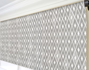 Handgemaakte raamvalance. Moderne keukenvalance. Raamdecoratie in overgangsstijl. Grijze valance. Valance op maat gemaakt voor uw raam.