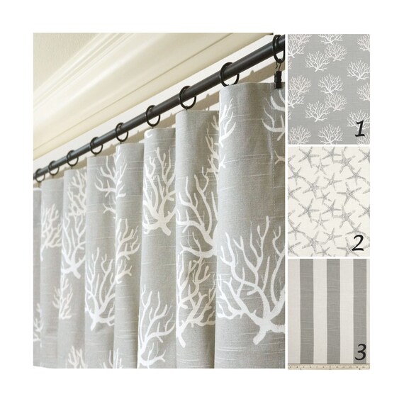 Gray Coral Curtains Oatmeal Curtains Linen Colored Drapes Gray Etsy