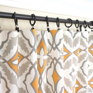 Orange Curtain Panels Orange Taupe Curtains 63 84 96 108 Any Size Quartrefoil Curtains Moroccan Drapes Damask Curtains image 3