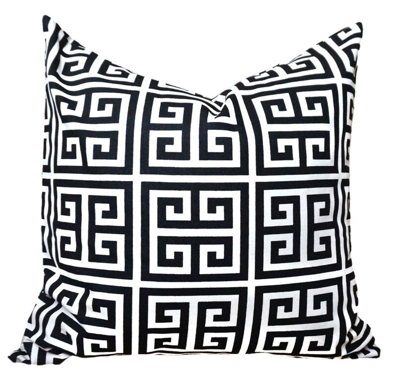 Black and White Decorative Pillows.Pillow Covers.Greek Key Throw Pillows.Black and White Euro Sham.Couch Pillows.Accent Pillows image 3