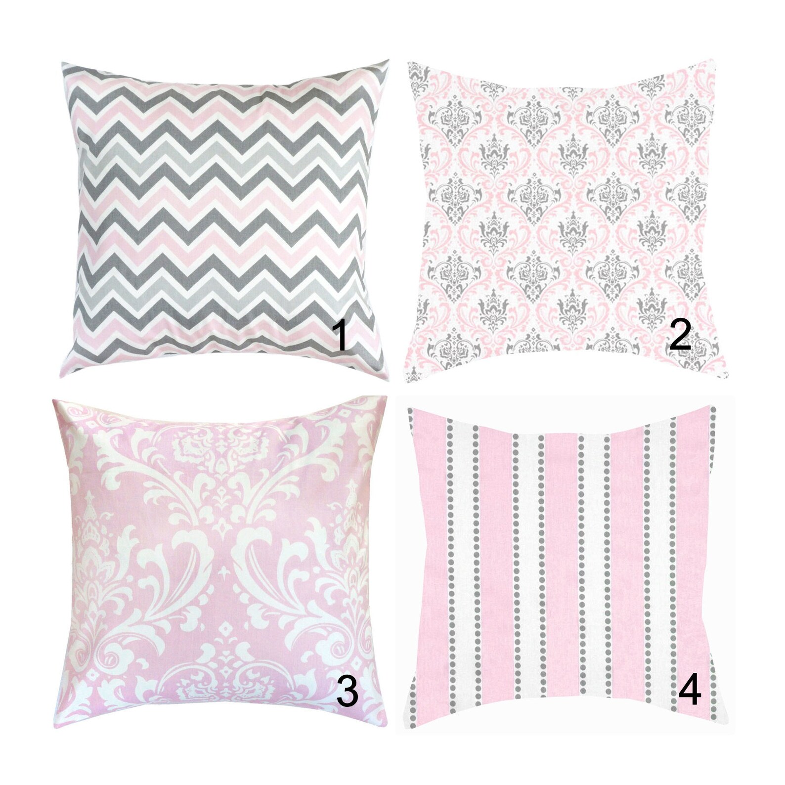 White Pink Grey Gray Throw Pillow Cover Lumbar Euro Sham Cover Etsy